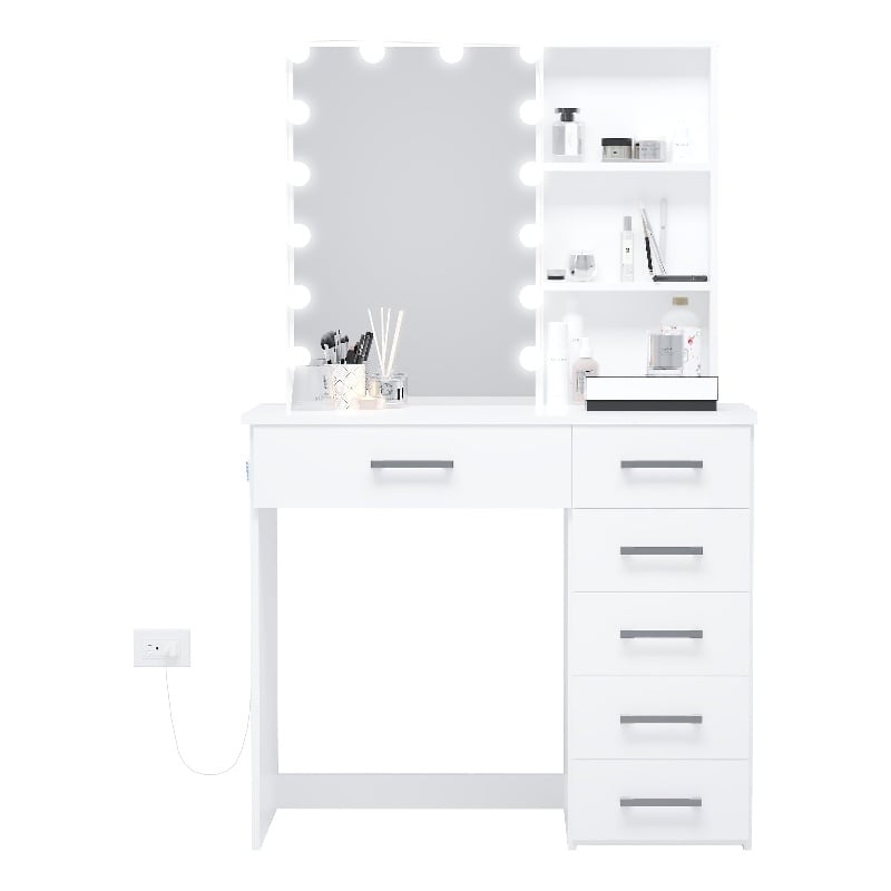 Boahaus Xanthe Lighted Vanity Table (White)