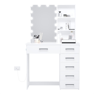 Boahaus Xanthe Lighted Vanity Table (White)