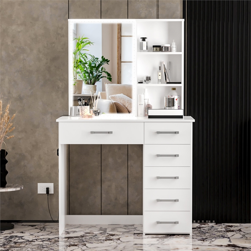 Boahaus Flora Lighted Vanity Table (White)