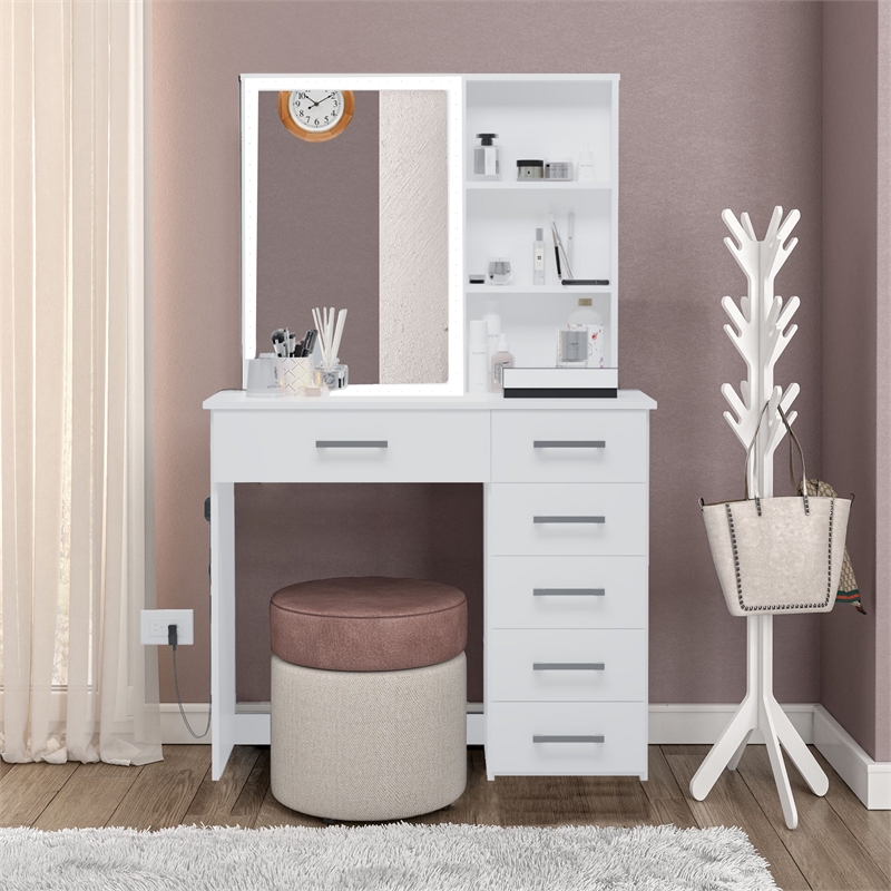 Boahaus Flora Lighted Vanity Table (White)