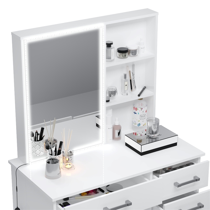 Boahaus Flora Lighted Vanity Table (White)