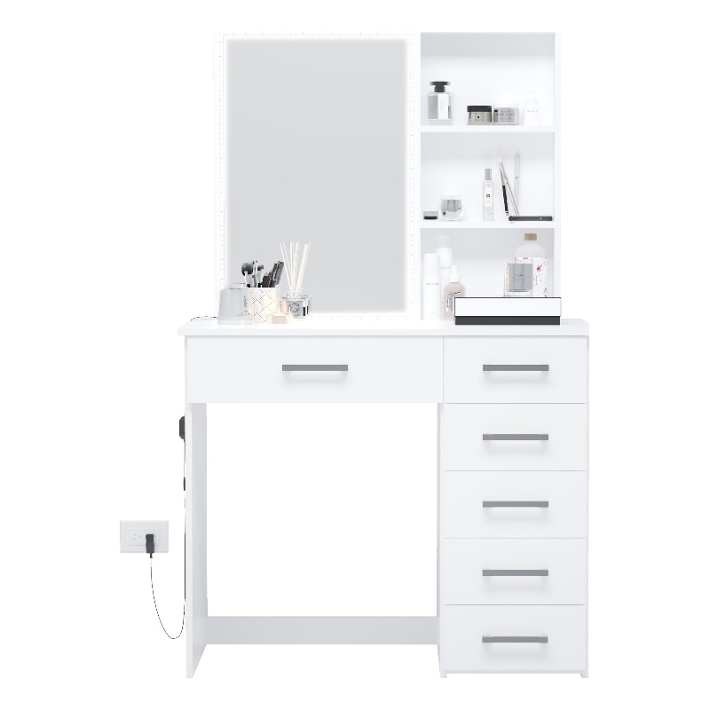 Boahaus Flora Lighted Vanity Table (White)