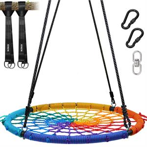 rainbow multi-person swing with detachable tent swivel and tree straps