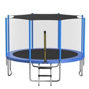 trampoline for kids with enclosure net detachable canopy and galvanized ladder