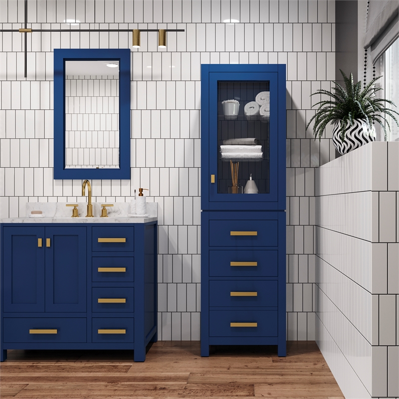 Water Creation Madison Contemporary Wood Linen in Monarch Blue