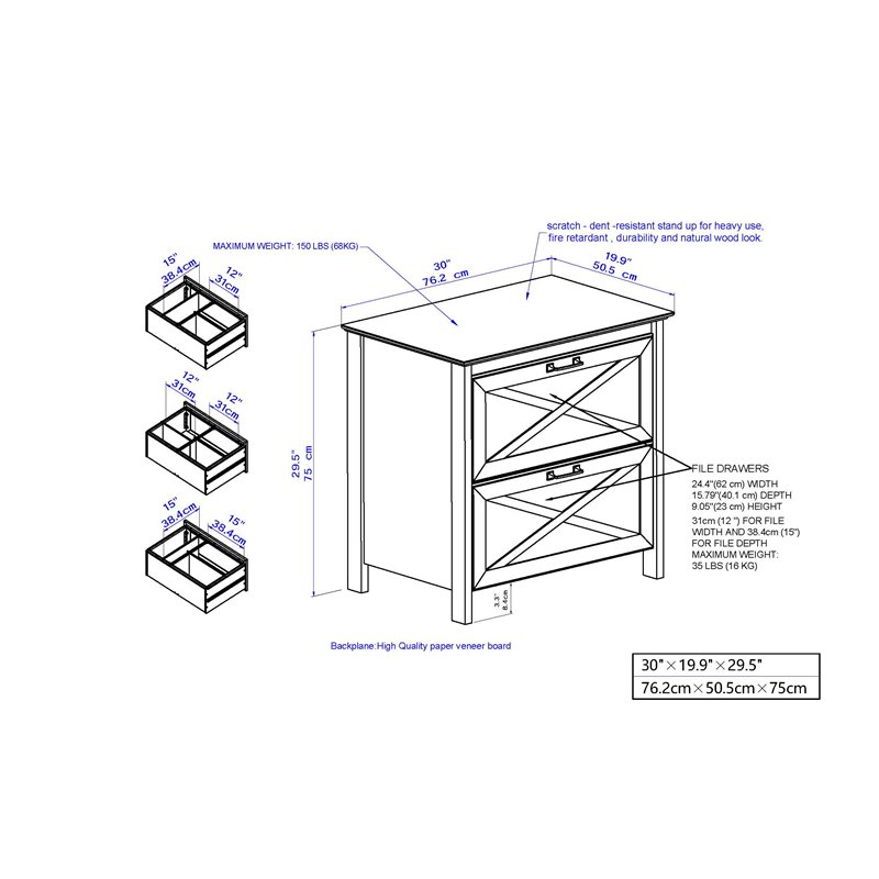 Saint Birch Rectangular 2-Drawer Modern Wood File Cabinet in White