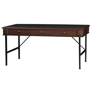 saint birch 3-drawer farmhouse wood writing desk in cherry/black