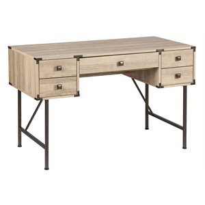saint birch rectangle 5-drawer modern wood writing desk in light oak