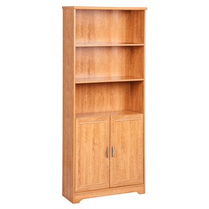 saint birch 3 open shelf transitional wood bookcase in honey brown
