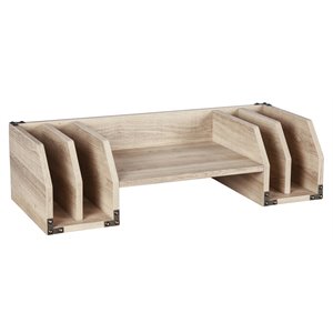 saint birch modern wood desktop organizer with shelf in light oak