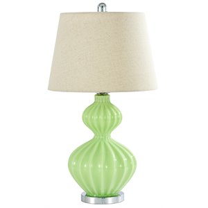 saint birch cone shape modern glass table lamp in green/beige