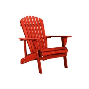 Saint Birch Waterfall Transitional Solid Wood Adirondack Chair in Red