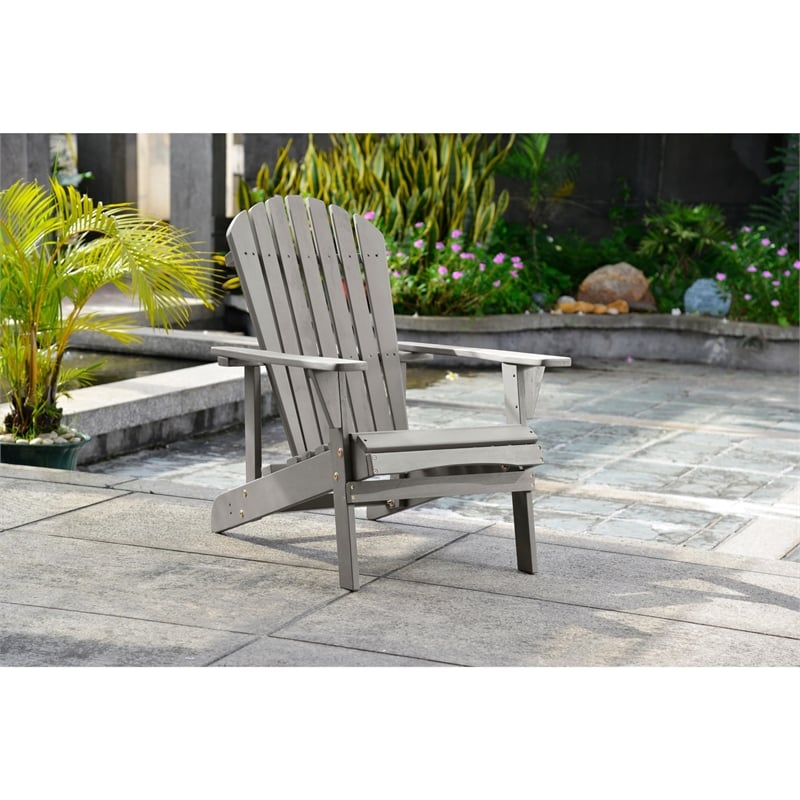 Saint Birch Waterfall Transitional Solid Wood Adirondack Chair in Red