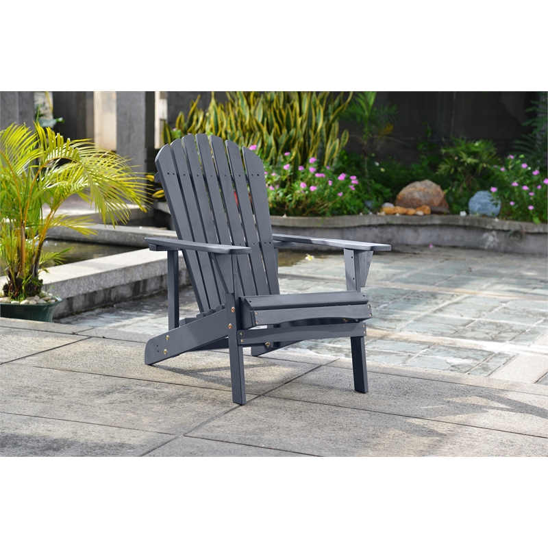 Saint Birch Transitional Solid Wood Adirondack Chair in Navy Blue