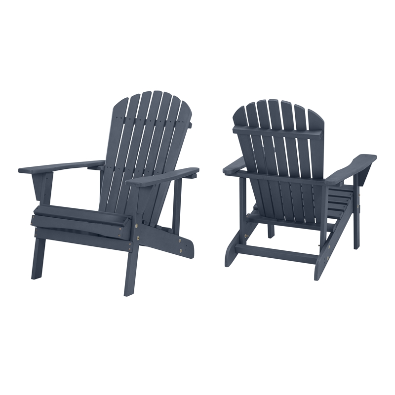 Saint Birch Transitional Solid Wood Adirondack Chair in Navy Blue