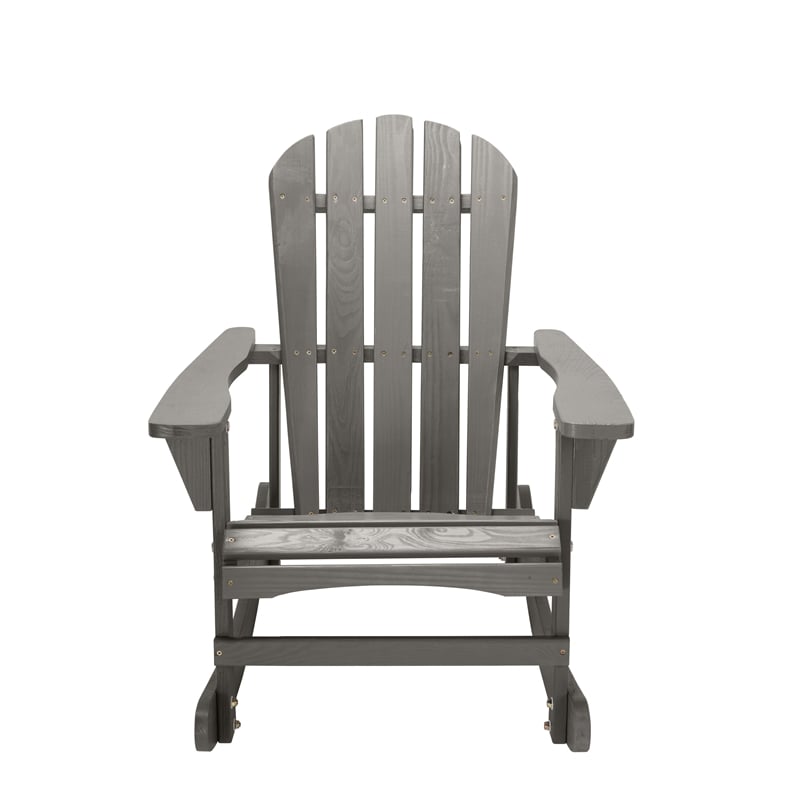 Saint Birch Waterfall Farmhouse Wood Adirondack Rocking Chair in Gray