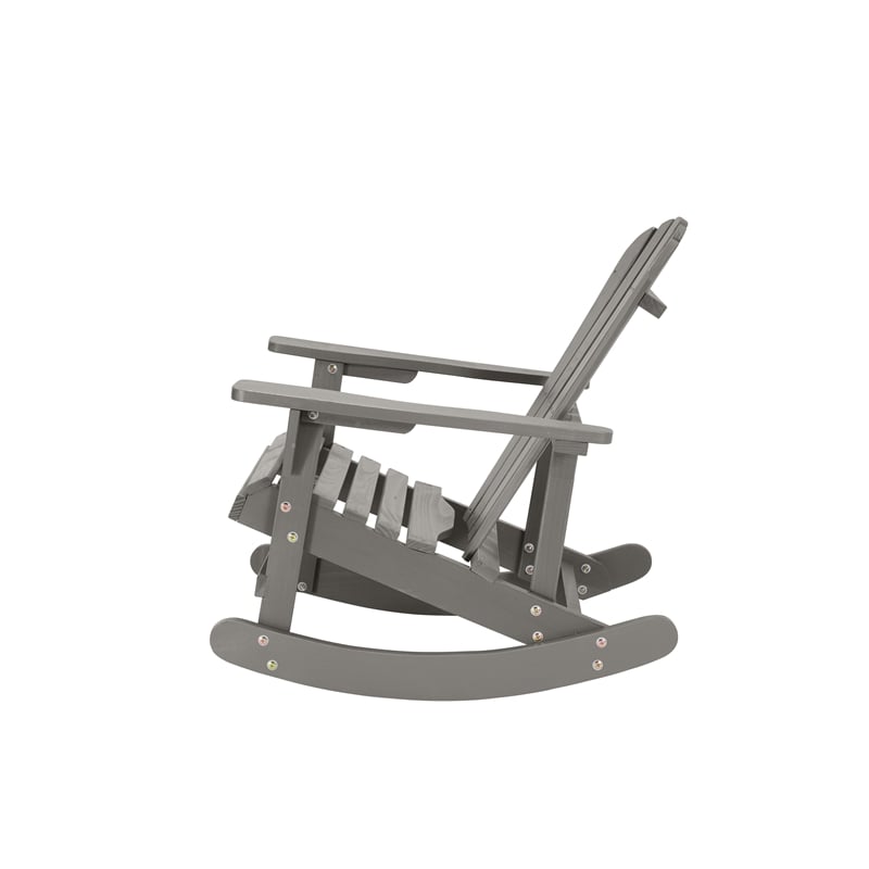 Saint Birch Waterfall Farmhouse Wood Adirondack Rocking Chair in Gray