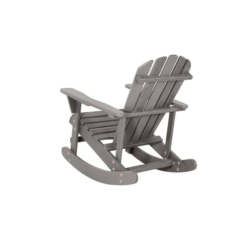 Saint Birch Waterfall Farmhouse Wood Adirondack Rocking Chair in Gray