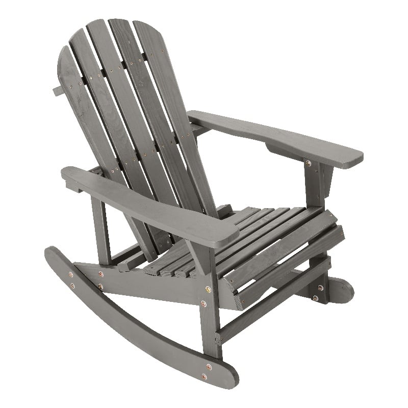 Saint Birch Waterfall Farmhouse Wood Adirondack Rocking Chair in Gray