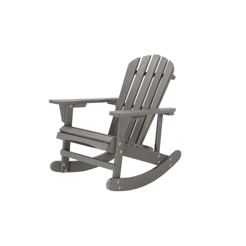 Saint Birch Waterfall Farmhouse Wood Adirondack Rocking Chair in Gray