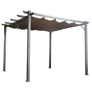 saint birch multi-purpose modern metal pergola tent in gray/khaki