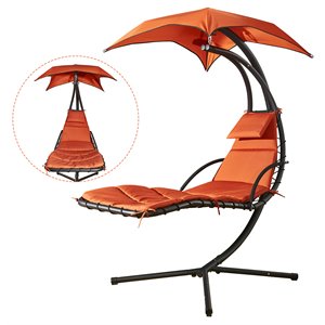 saint birch modern metal hammock chair with canopy in black/orange