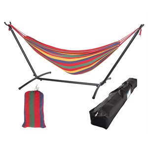 saint birch modern metal double hammock with stand in multi-color