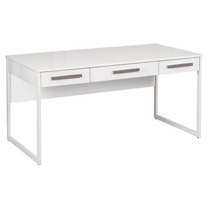 saint birch alaska 3-drawer modern wood writing desk in white