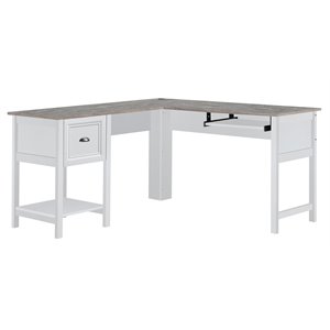 saint birch ansel l-shaped transitional wood corner desk in white