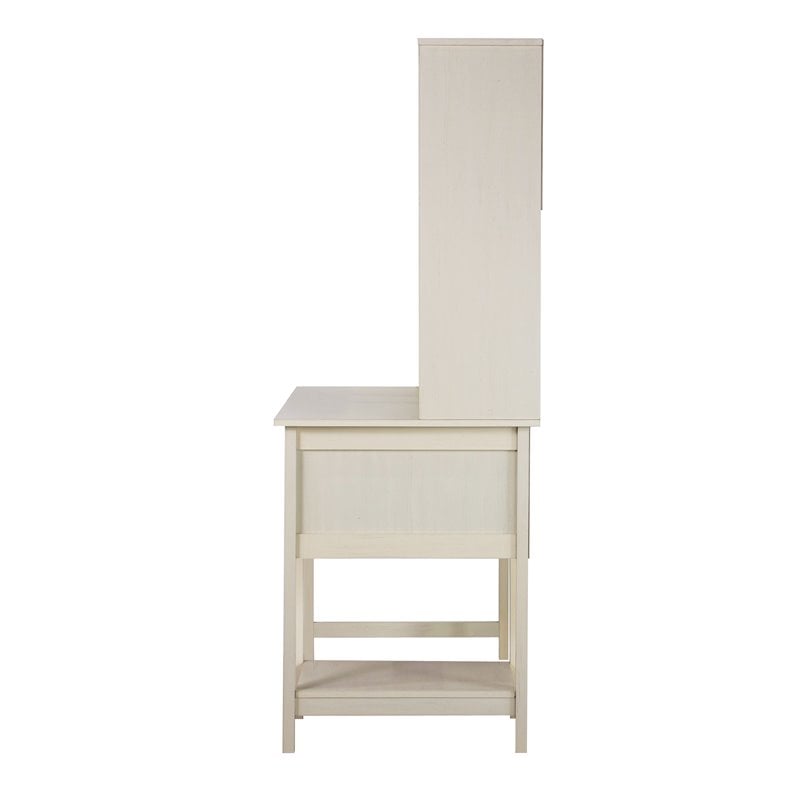 Saint Birch Ansel Modern Wood Writing Desk with Hutch in Antique White