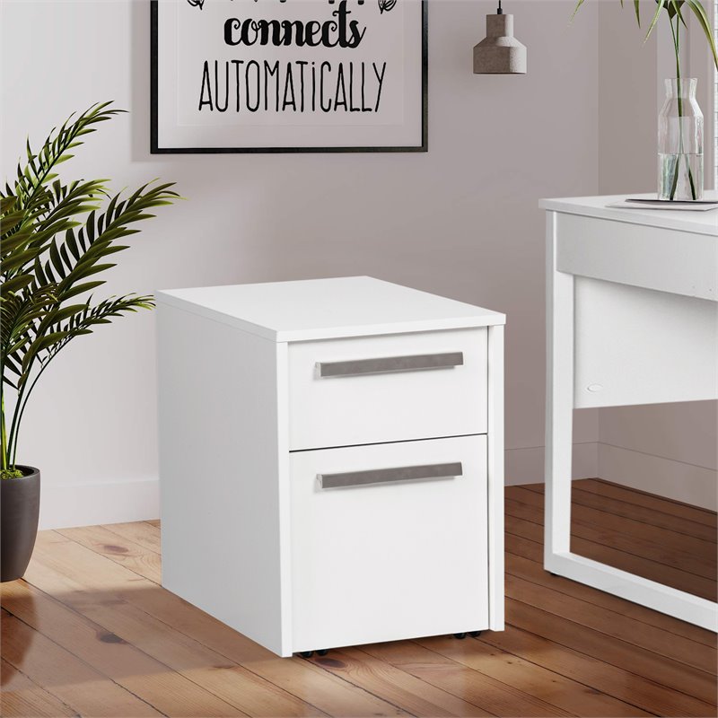 Saint Birch Miami 2-Drawer Modern Wood Mobile File Cabinet in White