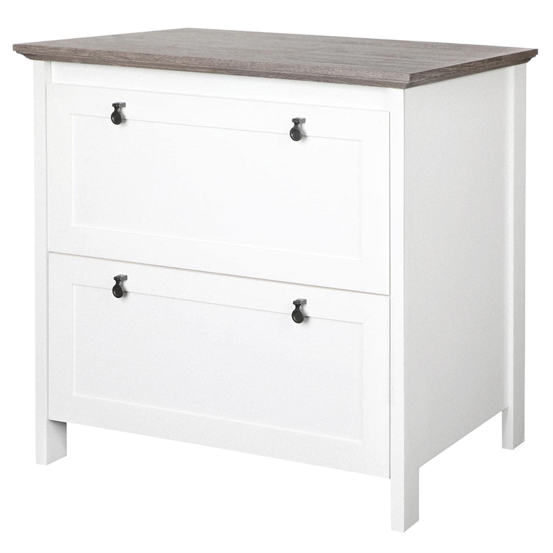 Saint Birch Finley 2-Drawer Modern Wood Lateral File Cabinet in White/Gray Oak