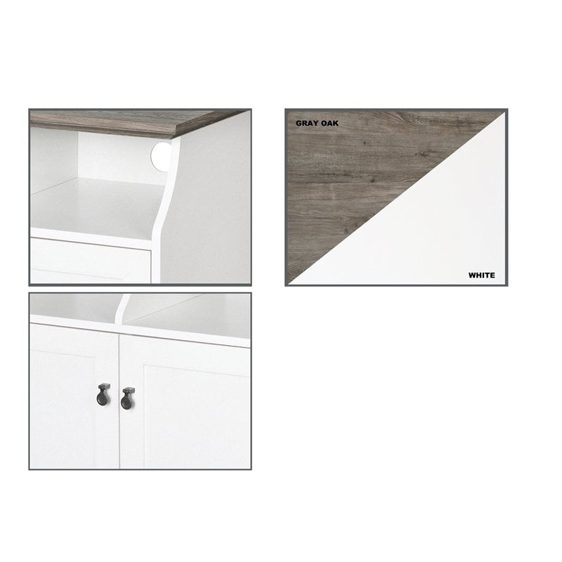 Saint Birch Finley 2-Door Modern Wood File Cabinet in White and Gray Oak