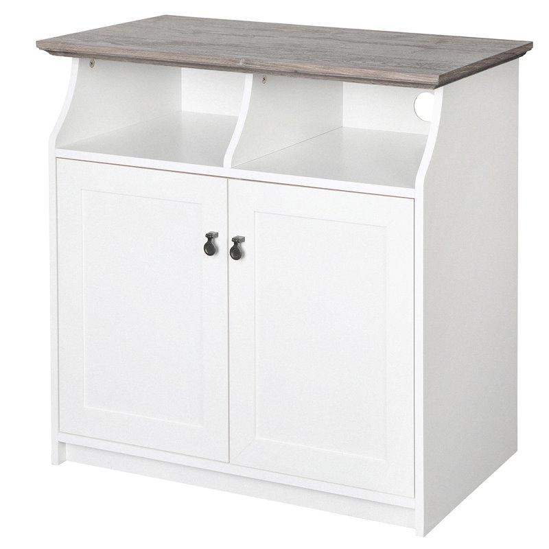 Saint Birch Finley 2-Door Modern Wood File Cabinet in White and Gray Oak