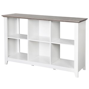 saint birch finley 6-shelf modern wood storage bookcase in white/driftwood