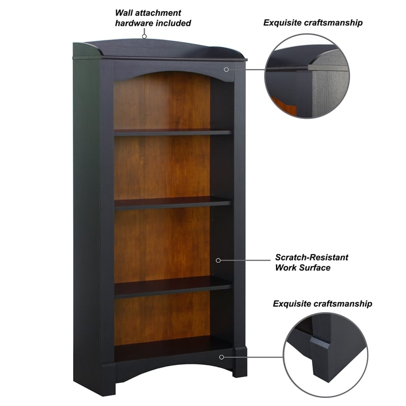 Saint Birch Hawksbury 4-Shelf Traditional Wood Bookcase in Espresso