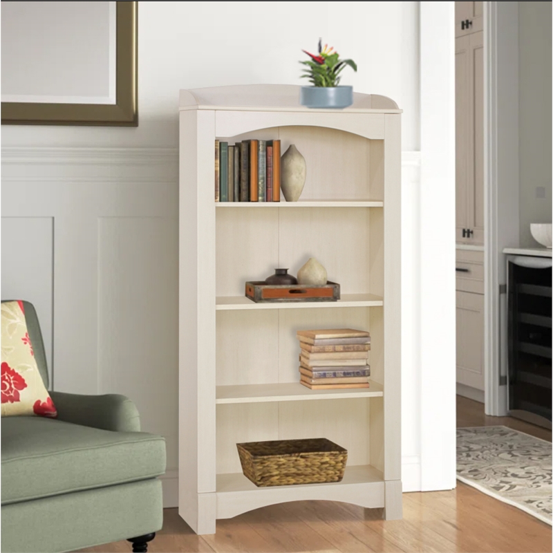 Antique white deals bookcase with doors