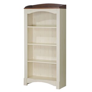 saint birch hawksbury 4-shelf traditional wood bookcase in antique white
