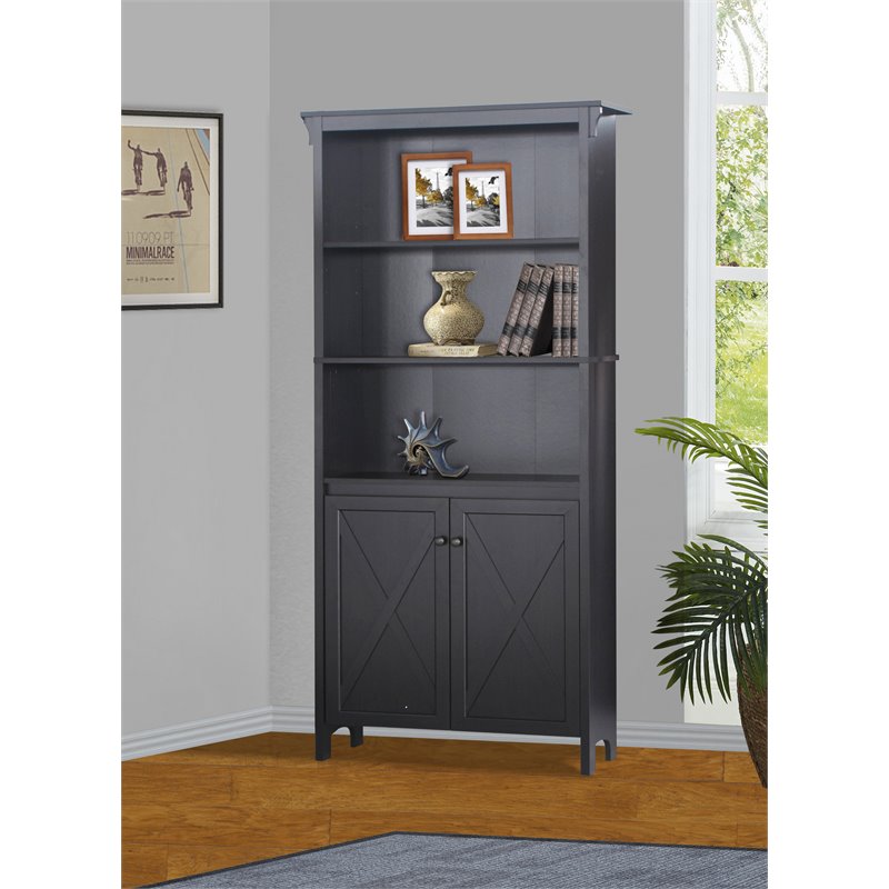 Saint Birch Hawksbury 3-Shelf Farmhouse Wood Bookcase in Espresso