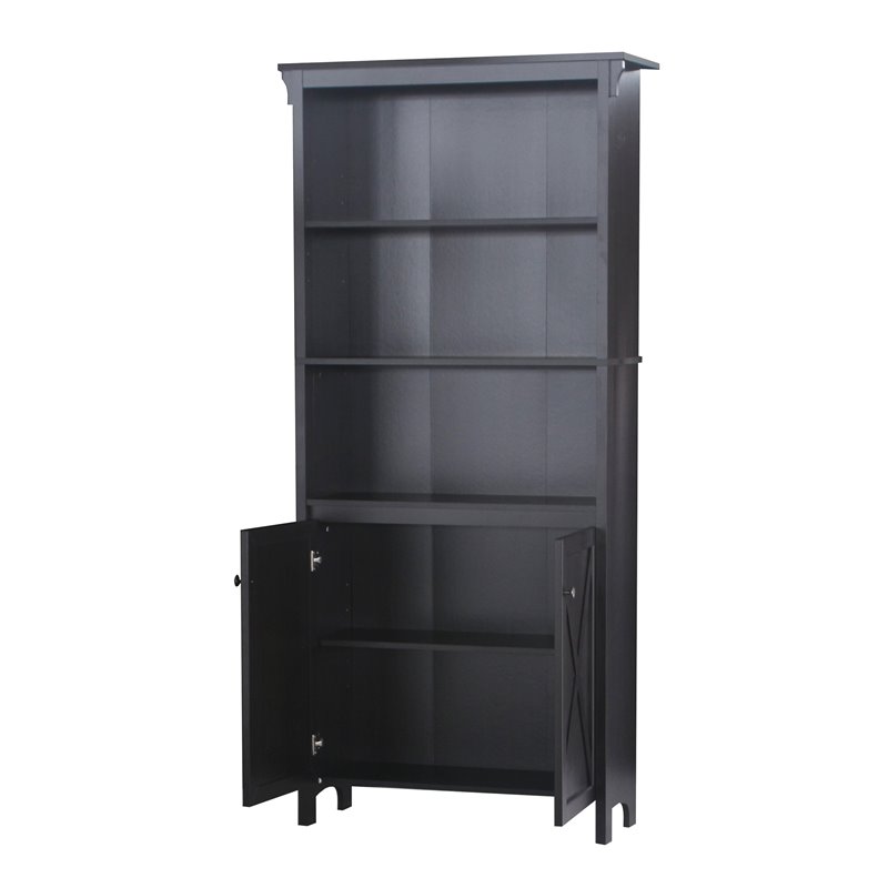 Saint Birch Hawksbury 3-Shelf Farmhouse Wood Bookcase in Espresso