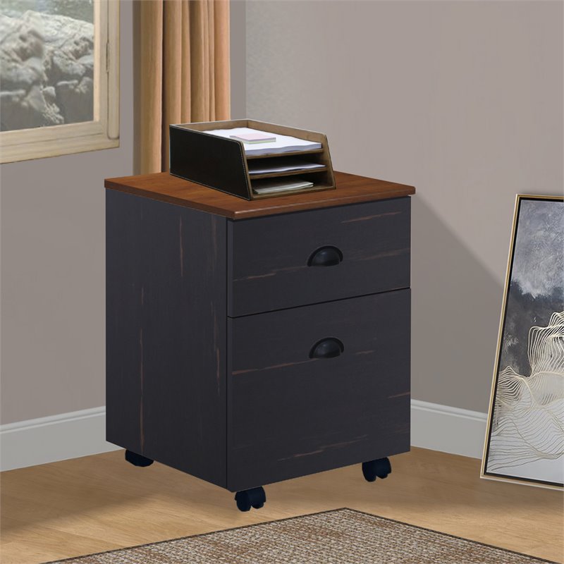 Saint Birch Hawksbury Farmhouse Wood Mobile File Cabinet in Espresso