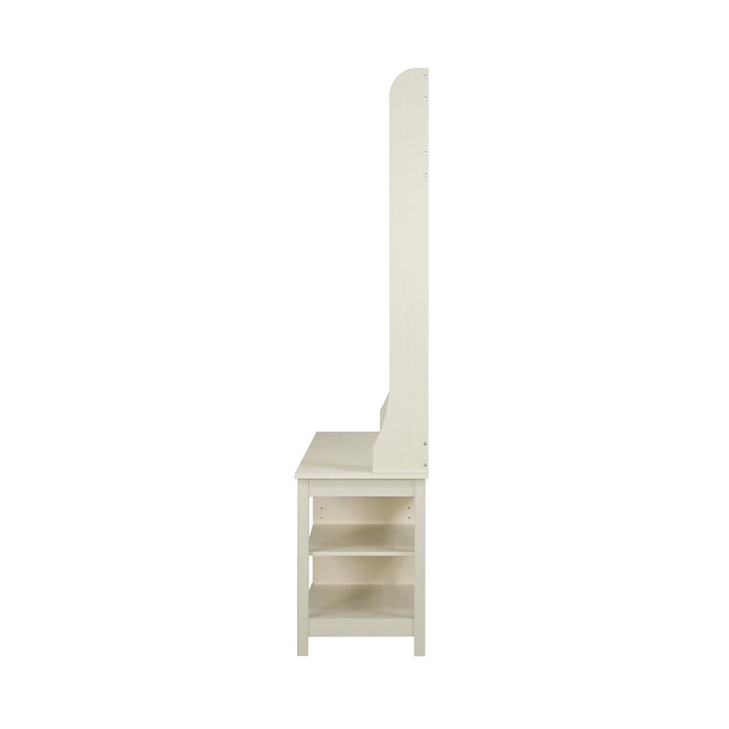 Saint Birch Hawksbury Modern Wood Hall Tree & Shoe Bench in Antique White