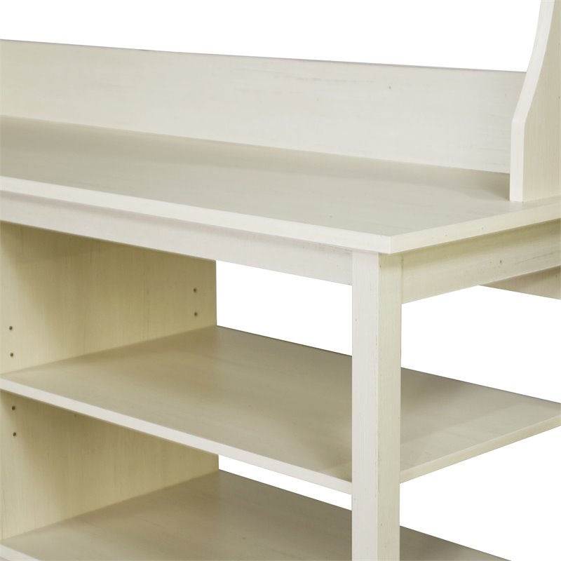 Saint Birch Hawksbury Modern Wood Hall Tree & Shoe Bench in Antique White