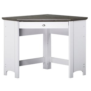 Saint Birch Olivia 30&quotH Modern Wood Corner Desk in Gray Oak/White