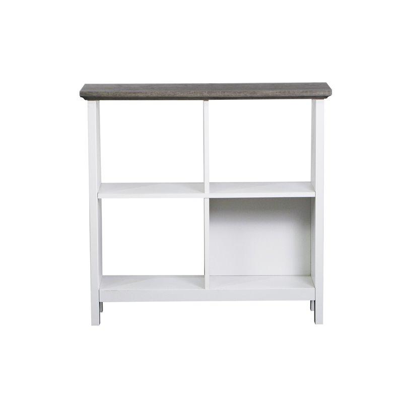 Saint Birch Olivia 4-Shelf Modern Wood Bookcase in Gray Oak/White