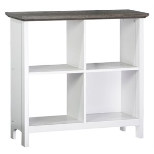 saint birch olivia 4-shelf modern wood bookcase in gray oak/white