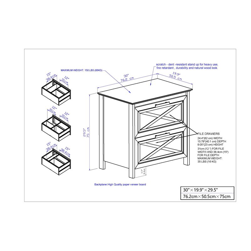 Saint Birch Austin 2-Drawer Modern Wood Lateral File Cabinet in Rustic Brown