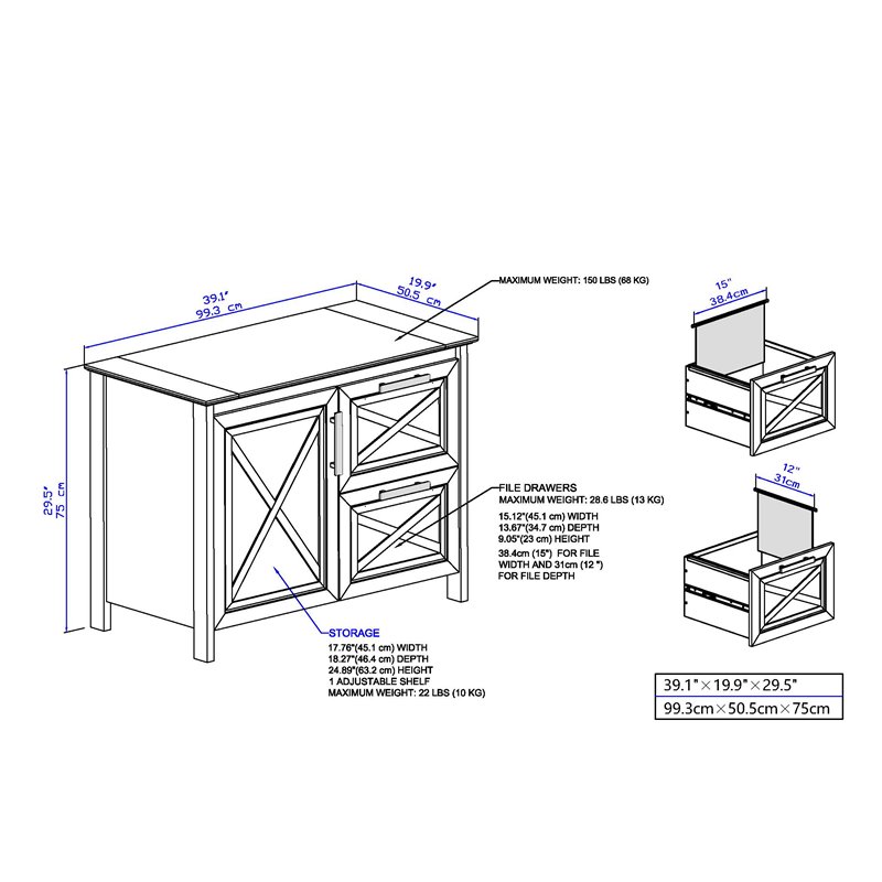 Saint Birch Austin 2-Drawer Modern Wood File Cabinet in Rustic Brown