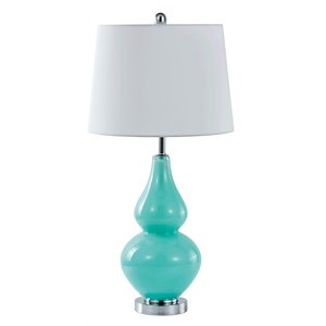 saint birch cone shape modern glass table lamp in blue/off white