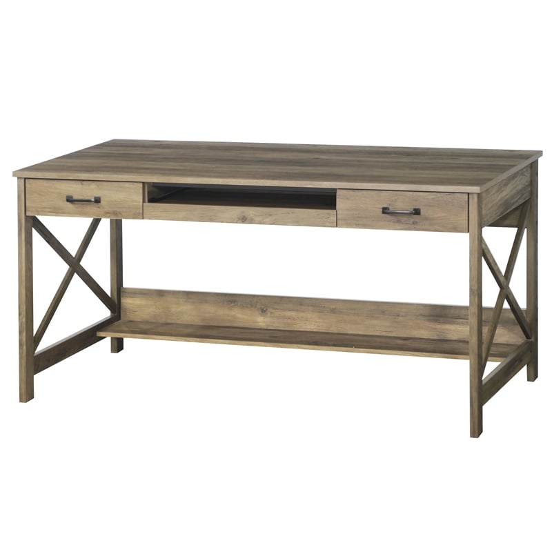Saint Birch Alaska Wood 59.5 inches Writing Desk in Rustic Oak